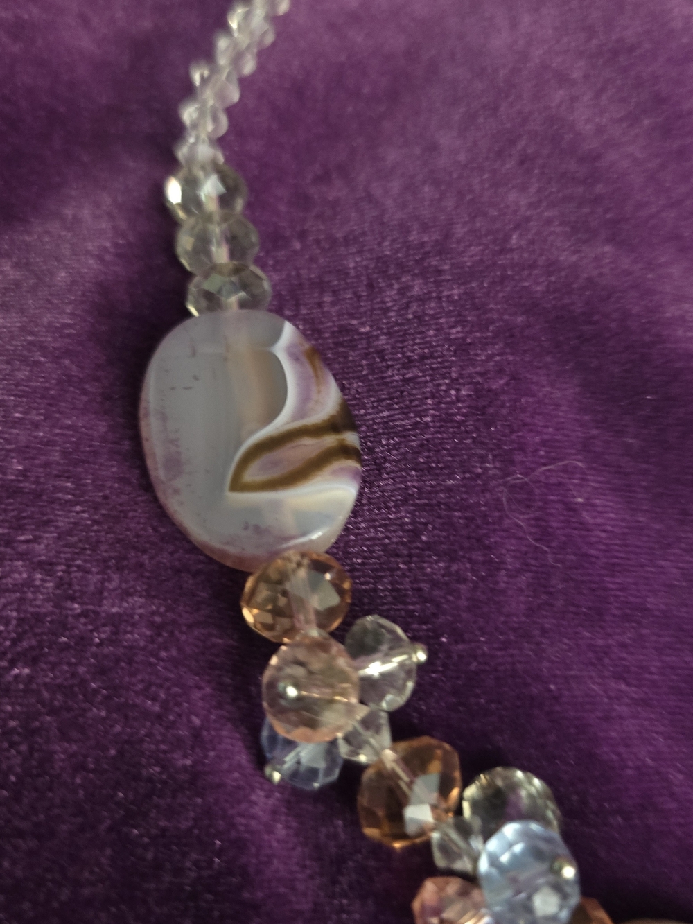 Multicolor Beaded Glass Statement Necklace - Elegant Pink & Gold Accents - Picture 3 of 6